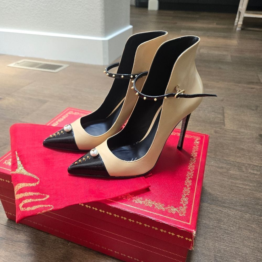 Rene Caovilla Black Embellished High-Heel Sandals Size 37